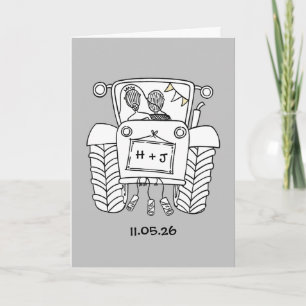 Cartão de Casamento do País do Trator
