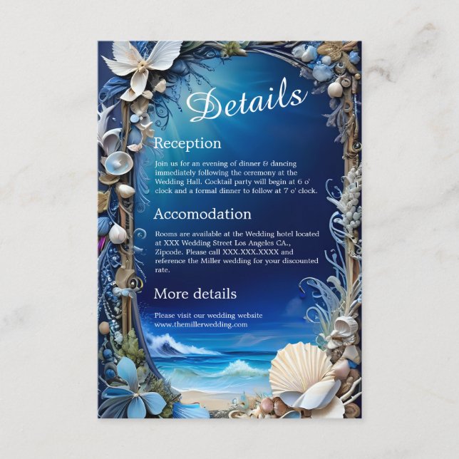 cartão de casamento do vibe da costa azul (Frente)