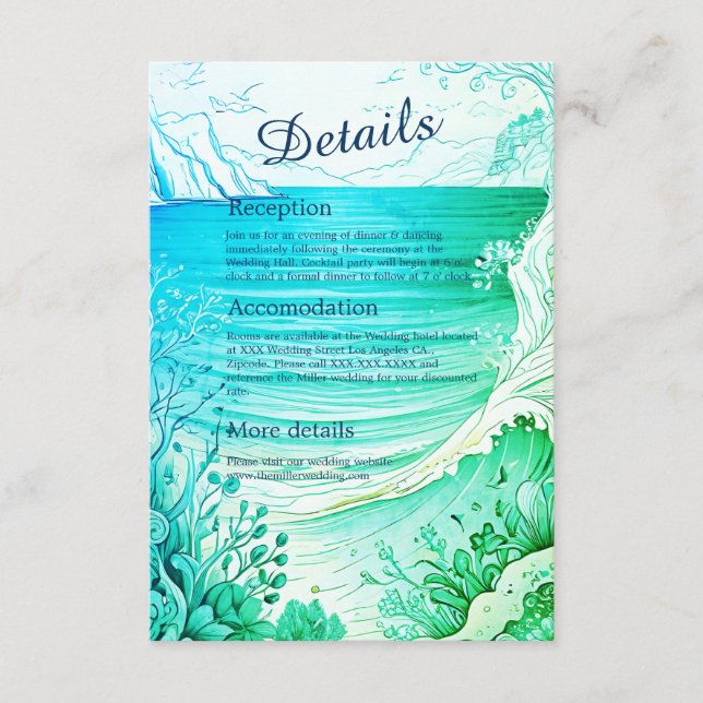 cartão de casamento do vibe da costa azul (Frente)