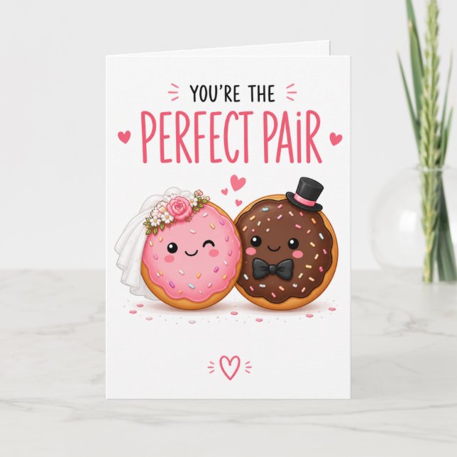 Cartão de Casamento Donut Engraçado – Comida Fofa (Frente)