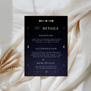 Cartão de Casamento Dourado Celestial Starry Moon 