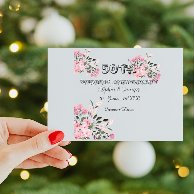 Cartão de casamento dourado de aniversário de 50 a (Criador carregado)
