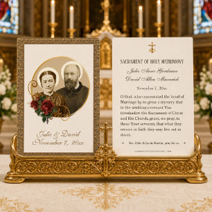 Cartão de Casamento Elegante Ouro St. Zelie & Loui