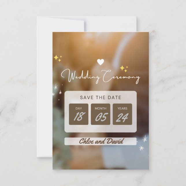 Cartão de Casamento Elegante "Salvar a Data" - edi (Frente)