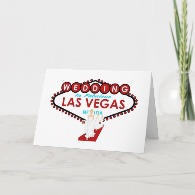 Cartão de Casamento em Las Vegas com Damas de Honr (Frente)