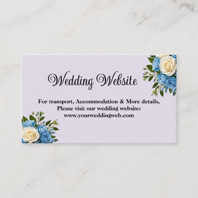 Cartão de Casamento Floral Azul e Branco (Frente)