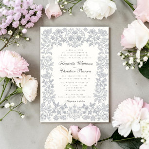 Cartão de Casamento Floral Botânico Elegante Chino