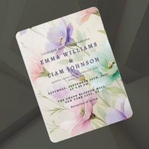 Cartão de Casamento Floral de Aquarela Pastel