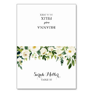 Cartão de Casamento Floral de Outono Branco Verde
