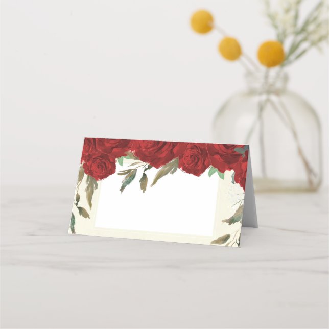 cartão de casamento floral do marfim do Rosa verme (Frente)