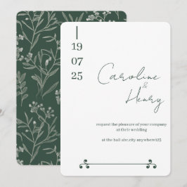 cartão de casamento floral verde sálvia