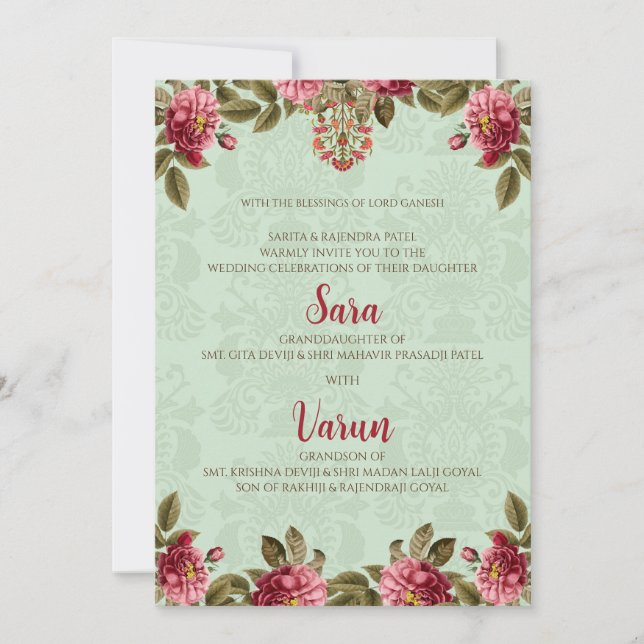 Cartão de casamento hindu digital (Frente)