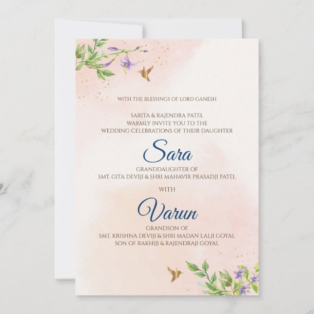 Cartão de casamento hindu digital Cartão de casame (Frente)