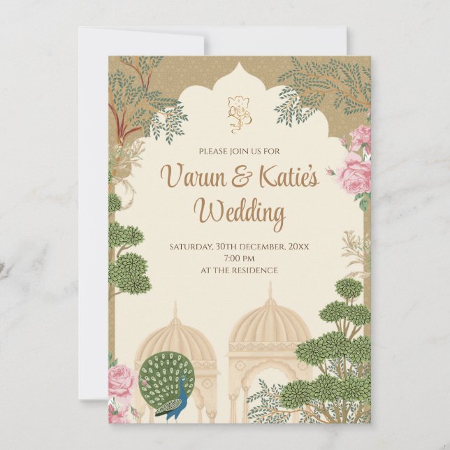 Cartão de casamento hindu digital e convite de cas (Frente)