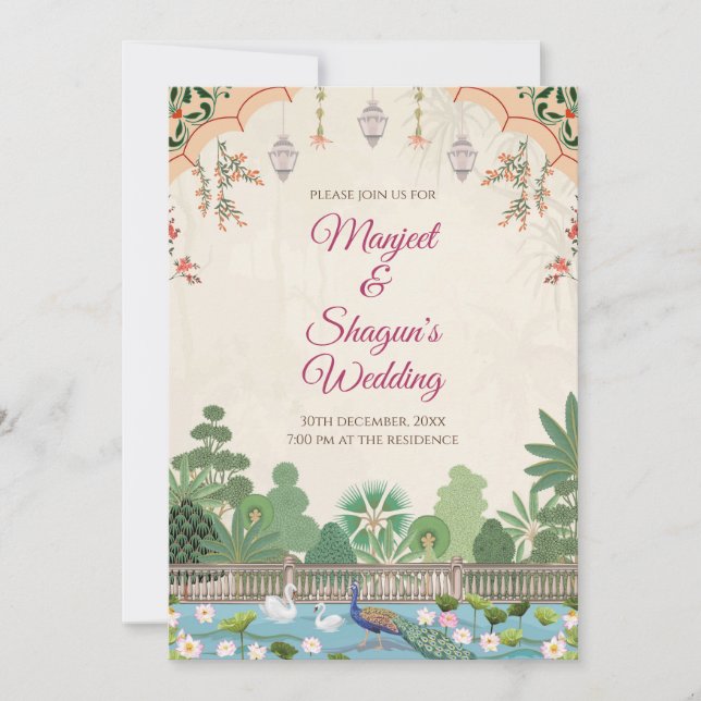 Cartão de casamento indiano digital Convite de cas (Frente)