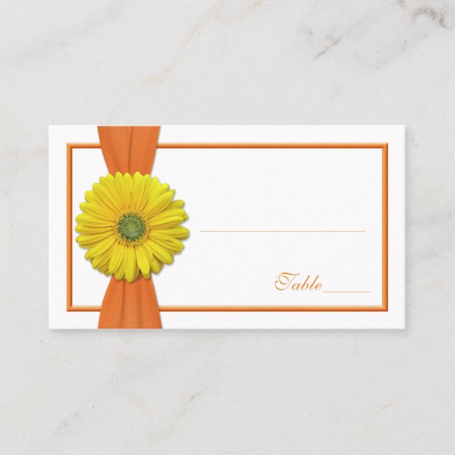 Cartão de Casamento Laranja Amarelo Gerbera Daisy (Frente)