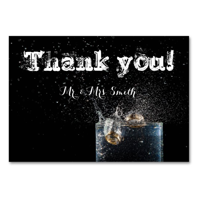 Cartão de casamento Obrigado preto (Frente)