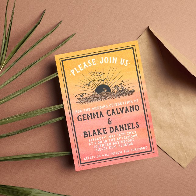 Cartão de Casamento Oceânico de Destino de Praia S (Criador carregado)