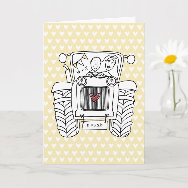 Cartão de Casamento País do Trator (Planta pequena)