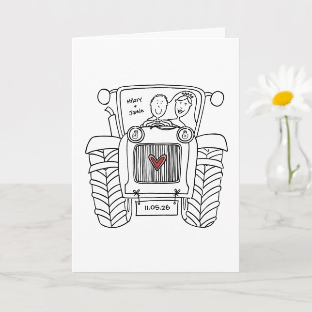 Cartão de Casamento País do Trator (Planta pequena)
