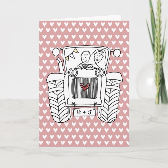 Cartão de Casamento País do Trator (Frente)