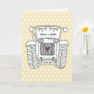 Cartão de Casamento País Trator