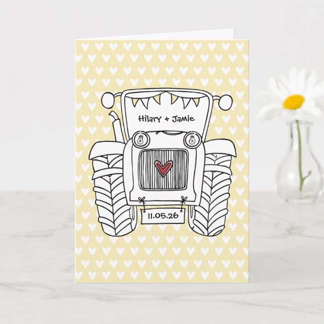 Cartão de Casamento País Trator (Planta pequena)