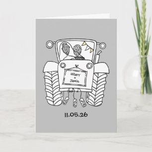 Cartão de Casamento País Trator