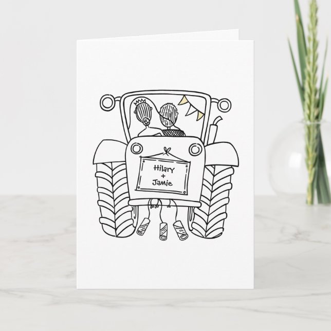 Cartão de Casamento País Trator (Frente)