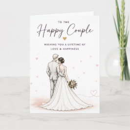 Cartão de casamento para o casal feliz