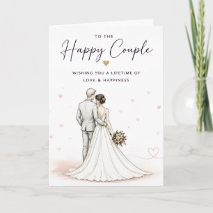 Cartão de casamento para o casal feliz