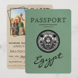 Cartão de Casamento Passaporte Verde Sage Egito Sa