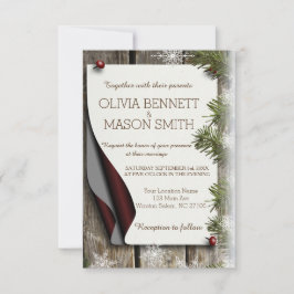 Cartão de Casamento Pine e Flocos de Neve