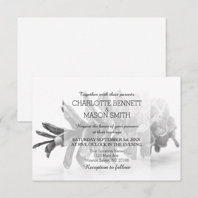 Cartão de Casamento Pinecone e Flocos de Neve (Frente/Verso)