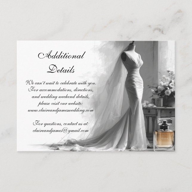Cartão de Casamento Romântico de Desenho Bridal (Frente)