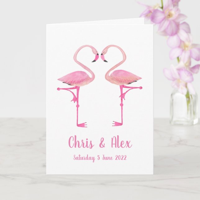 Cartão de casamento rosa flamingos (Orquídea)