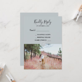 Cartão de Casamento RSVP de Fotografia Rústica Mod
