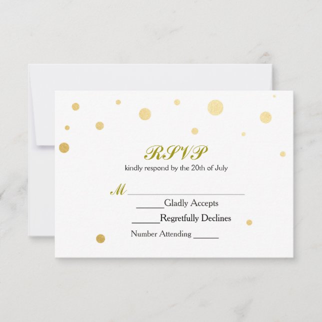 Cartão de Casamento RSVP de Pontos de Folha Branca (Frente)