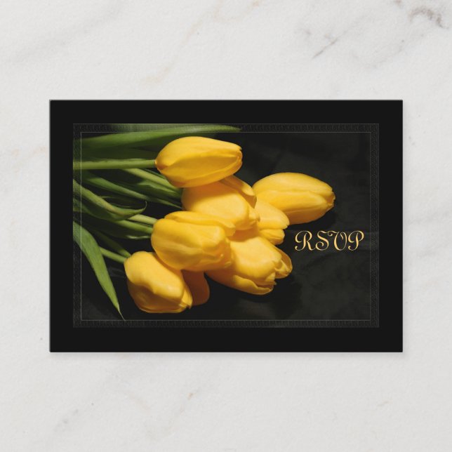 Cartão de Casamento RSVP de Tulip Amarelo Elegante (Frente)