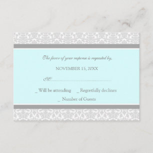 Cartão de Casamento RSVP para Cinzas Azul