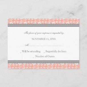 Cartão de Casamento RSVP para Cinzas Corais