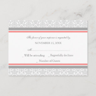 Cartão de Casamento RSVP para Cinzas Corais