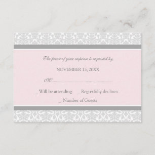 Cartão de Casamento RSVP para Cinzas Rosa