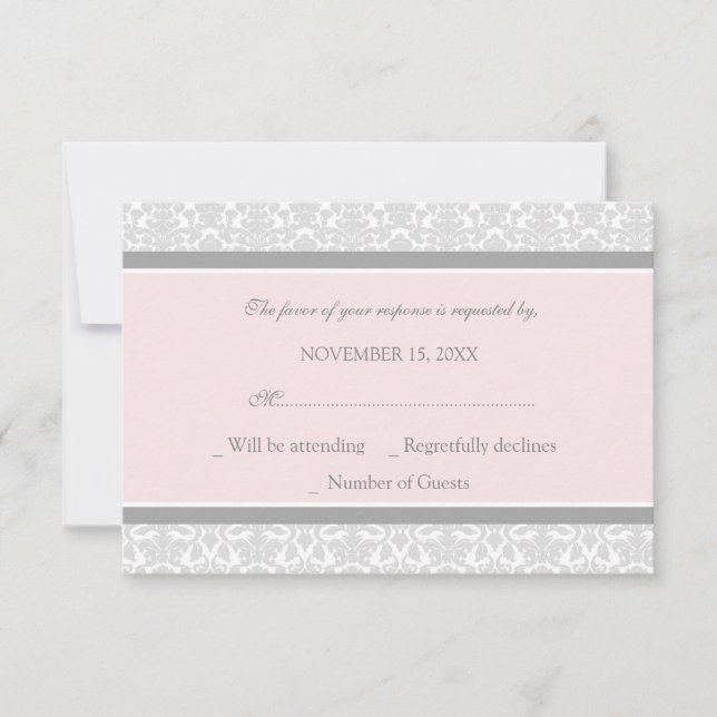 Cartão de Casamento RSVP para Cinzas Rosa (Frente)