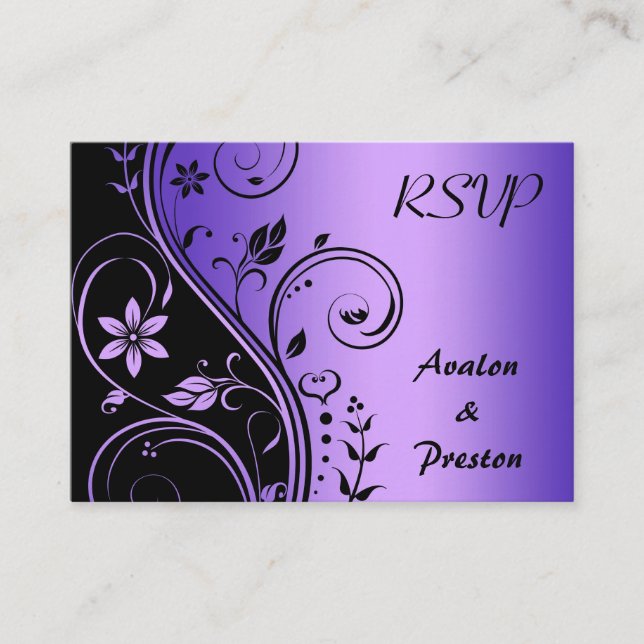 Cartão de Casamento RSVP RSVP de Escroto Roxo (Frente)