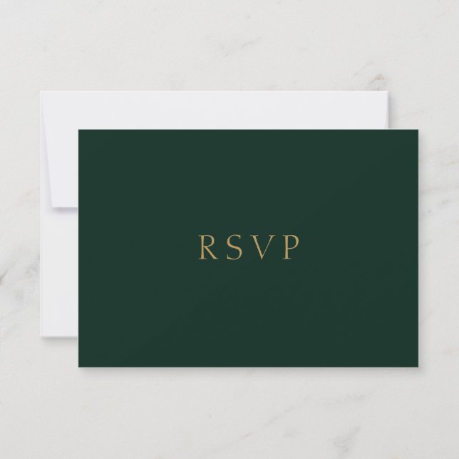 Cartão de Casamento RSVP Verde Moderno Escuro (Verso)