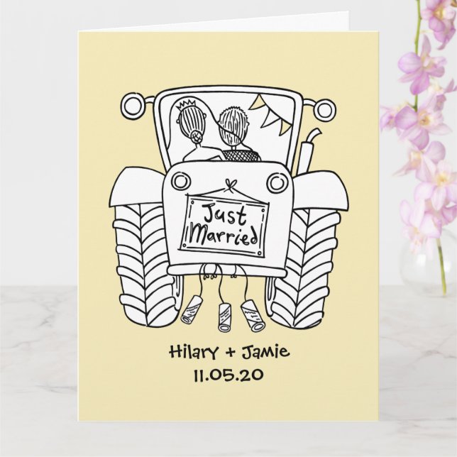 Cartão de Casamento Russo de Casinha de Trator Per (Orquídea)