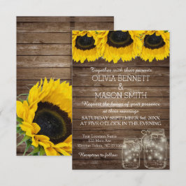 Cartão de Casamento Russo Mason Jar Sunflower