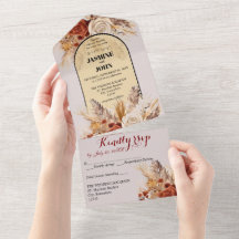 Cartão de Casamento Rustic Boho