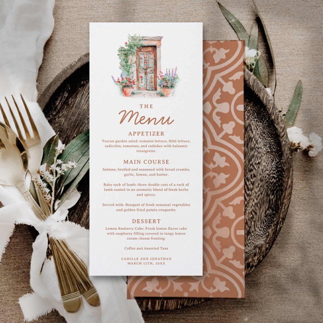 Cartão de Casamento Rustic Fiesta (Rustic Terracotta Wedding Menu)